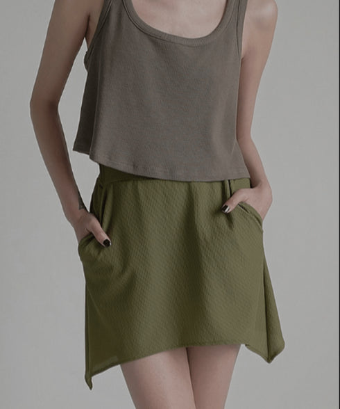 Asymmetric Skirted Flare Pants